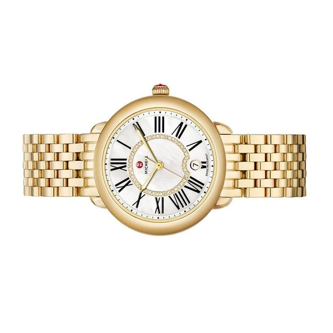 Michele Gold Serein Mid Mother Of Pearl Diamond Dial Mww21b000017 Watch