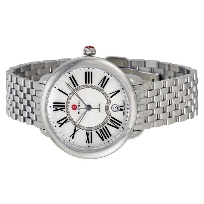Michele Silver Serein Mid Mother Of Pearl Diamond Mww21b000009 Watch