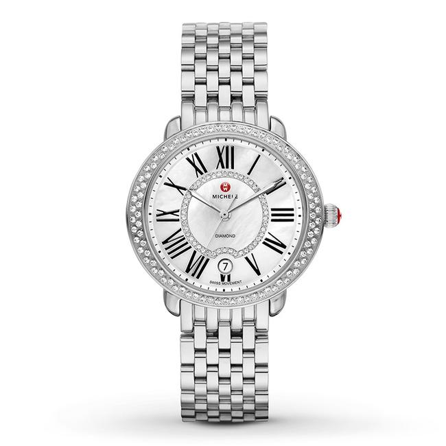 Michele Silver Serein Mid Mother Of Pearl Diamond Mww21b000030 Watch
