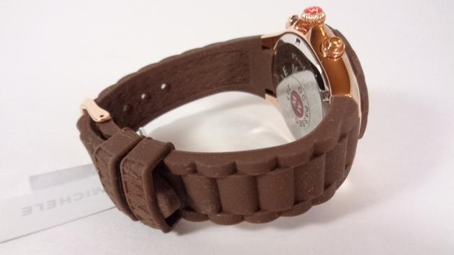 Michele Rose Gold/Brown Jelly Tahitian Mww12f000060 Womens Bean Chronograph New Watch