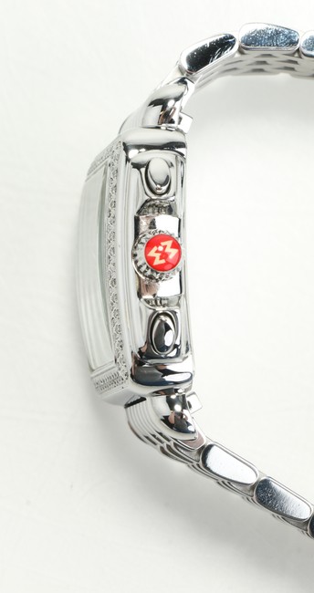 Michele Silver Deco Diamond Bezel Watch