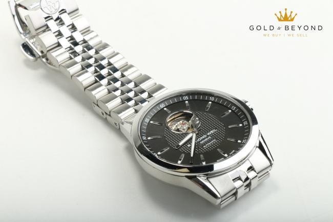 Raymond Weil Silver/Black 2710 Open Heart Watch
