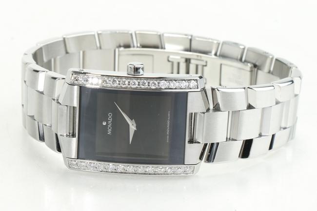 Movado Black/Silver 26mm Eliro Diamond Rectangular Watch