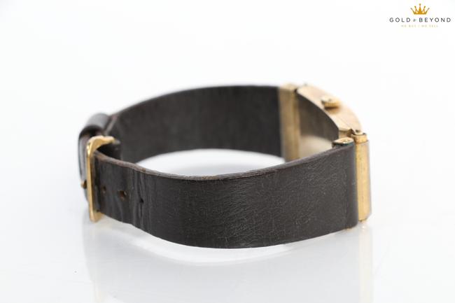Omega Black/ Gold Vintage 14kt Rectangular Watch
