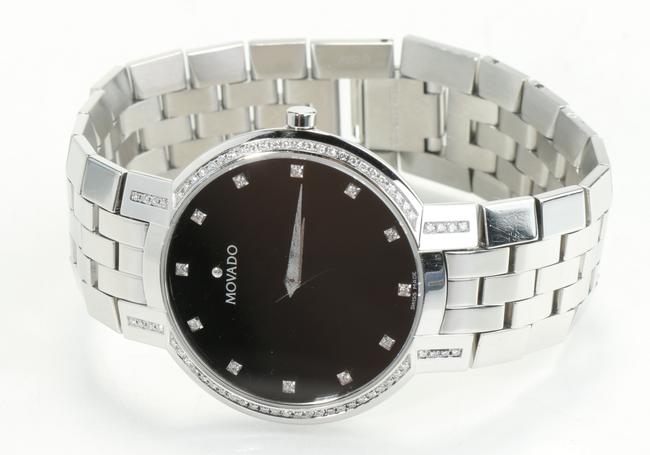Movado Silver Faceto Diamonds Watch