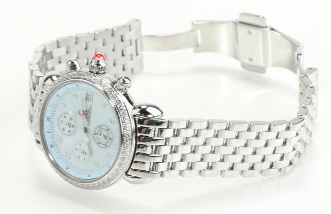 Michele Stainless Steel Csx Diamond Bezel Mother Of Pearl Watch