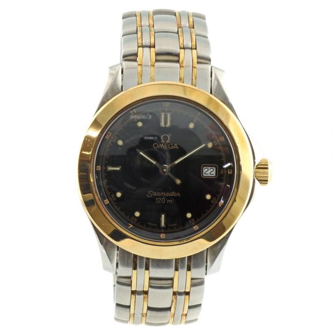 Omega Gold / Silver 120m Combi Seamaster Black Mens Stainless Steel Plating Watch