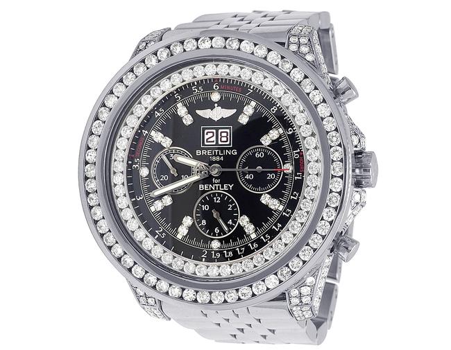 Breitling Stainless Steel Black Custom Mens Bentley 6.75 A4436412 48mm Dial Diamond 14.0ct Watch