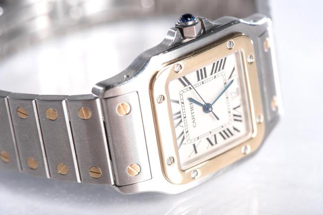 Cartier 18k Yellow Gold and Stainless Steel Santos Unisex 1566 Watch