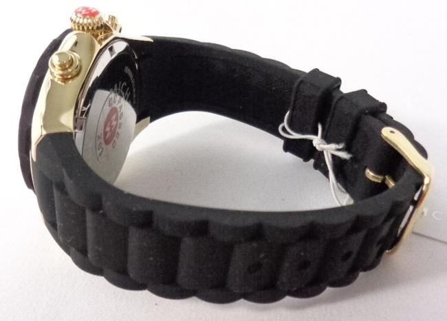 Michele Black/Gold Jelly Mww12f000007 Womens Bean Chrono Plated Silicon Bracelet New Watch