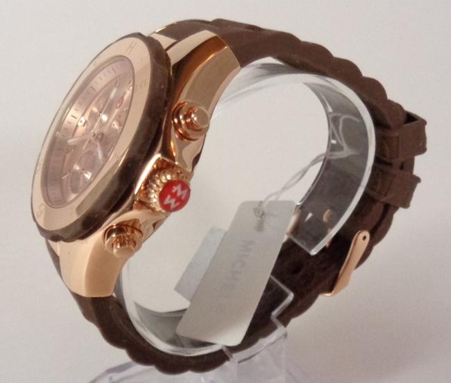 Michele Rose Gold/Brown Jelly Tahitian Mww12f000060 Womens Bean Chronograph New Watch