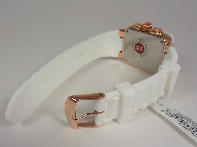 Michele Rose Gold Jelly Mww06l000014 Womens Park Bean Tone Square Chrono Silicon New Watch