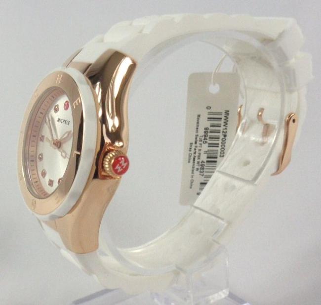 Michele Rose Gold/White Jelly Mww12p000003 Womens Petite Bean Topaz Crystals Plated Silicon New Watch