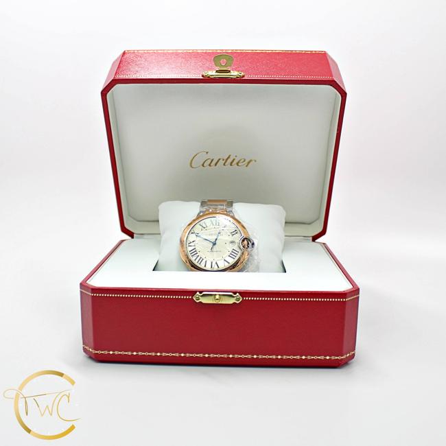 Cartier Silver Ballon Bleu 42mm Steel and 18k Rose Gold Ref W2bb0004 Watch