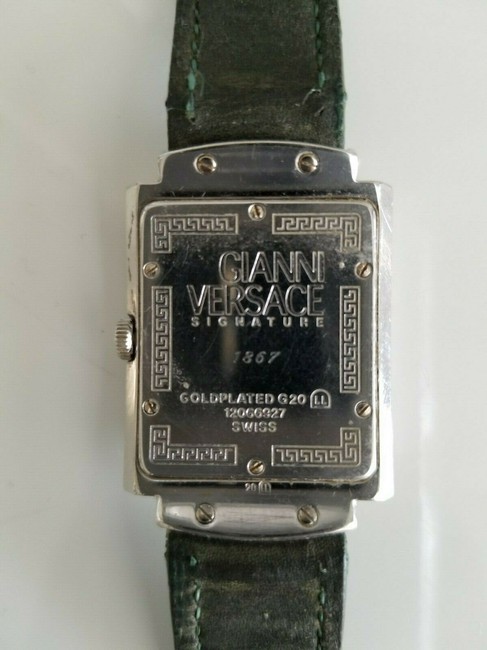 Versace Green Gianni Signature Medusa White Gold Plated G20 Face Watch