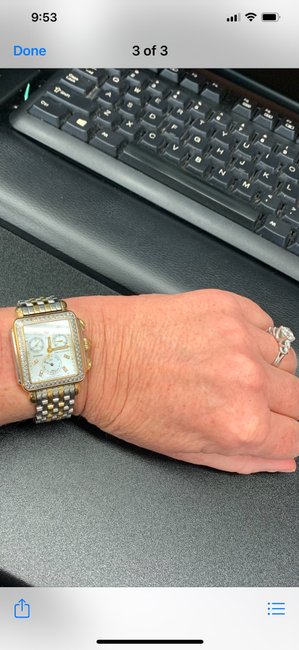 Michele Silver/Gold Deco Two-tone Diamond Bracelet Watch