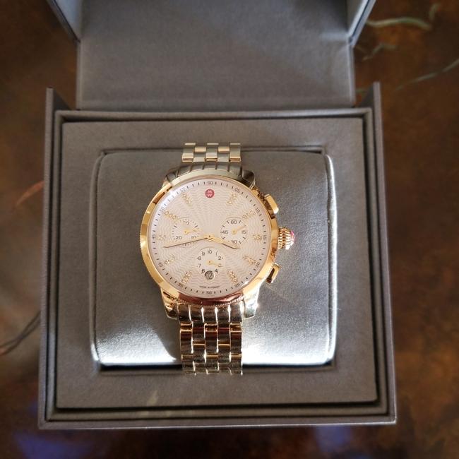 Michele Gold Plated Quartz with Diamond Markers Watch