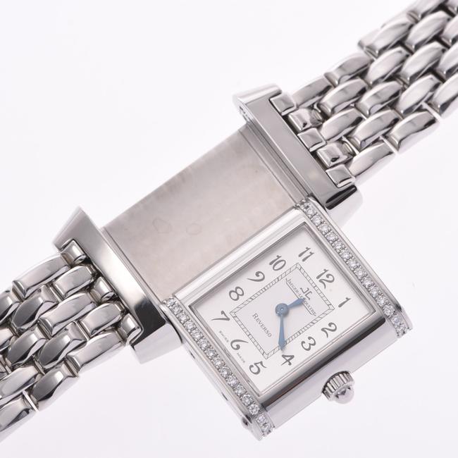 Jaeger-LeCoultre Silver Diamonds Stainless Steel Reverso 265.8.080 Quartz Womens Wristwatch 20 Mm Watch