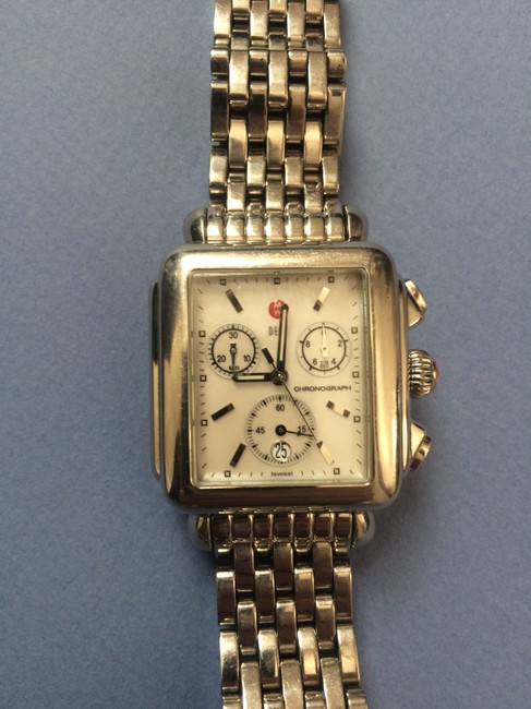 Michele Silver Stainless Steel Deco Watch