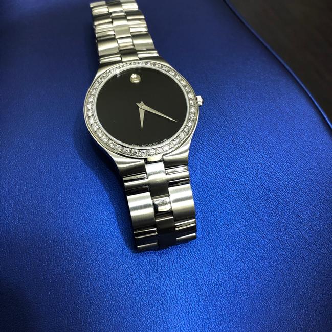 Movado Black 0605023 Juro Ss with Customized Diamond Bezel Watch