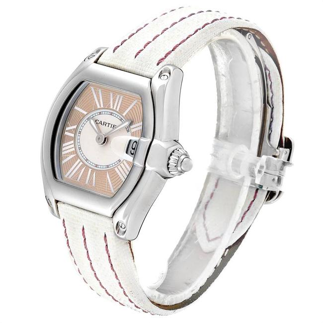 Cartier Coral Pink Stainless Steel Roadster and Canvas W62054v3 Womens Wristwatch 36 X 30mm Watch