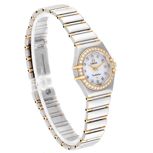 Omega Mop Diamonds Pave 18k Yellow Gold and Stainless Steel Constellation 1367.75.00 Womens Wristwatch 22.5 Mm Watch