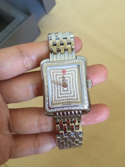 Michele Silver Deco Moderne 2 Diamond with Pave Face Mww06y000023 Watch