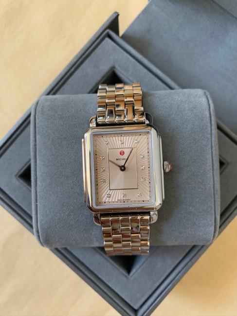 Michele Silver/ Champagne Deco Ii Diamond Bracelet Mww06x000029 Watch