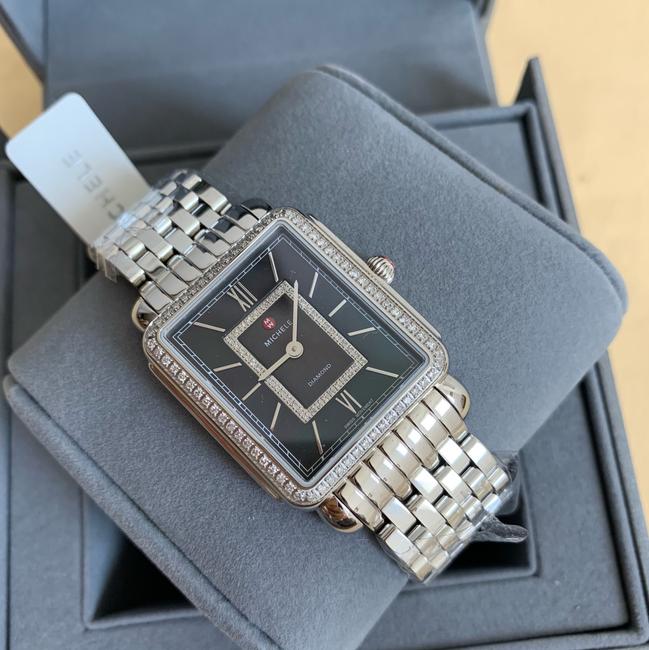 Michele Silver Black New Deco Ii Diamond Mop Dial Mw06x01a1965 Watch