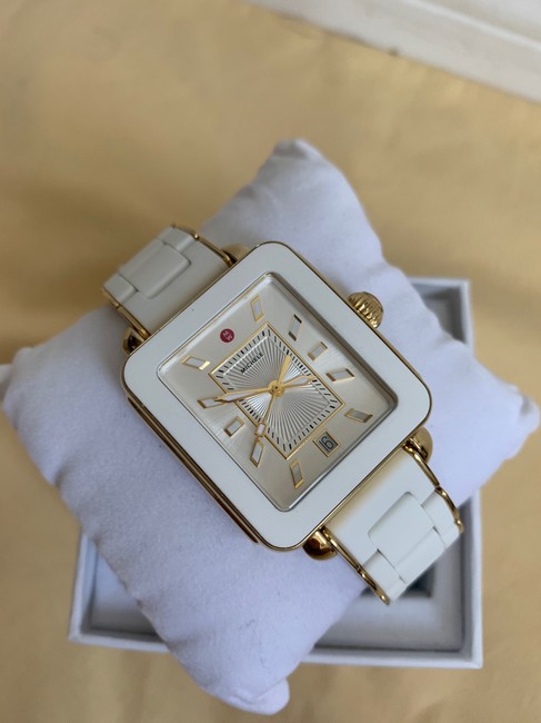 Michele White/Gold New Deco Sport Wrapped Silicone Mww06k000016 Watch