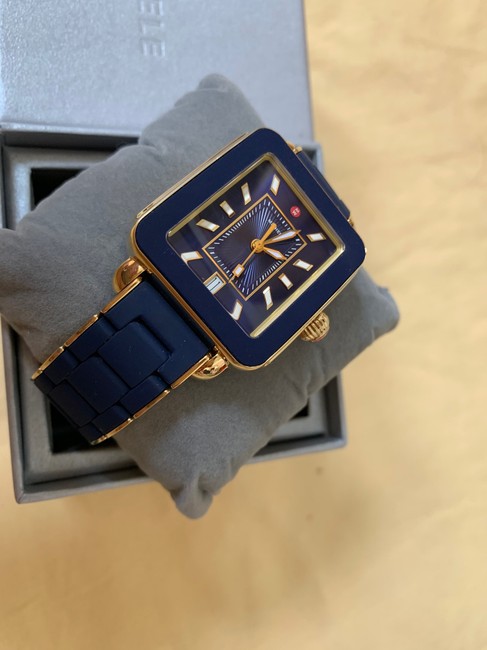 Michele Blue/Gold New Deco Sport Desert Rose Wrapped Silicone Mww06k000017 Watch