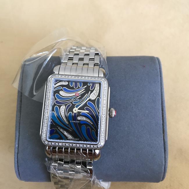 Michele Silver/ Blue Deco Ii Bijoux Diamond Mw06x01a1074 Watch