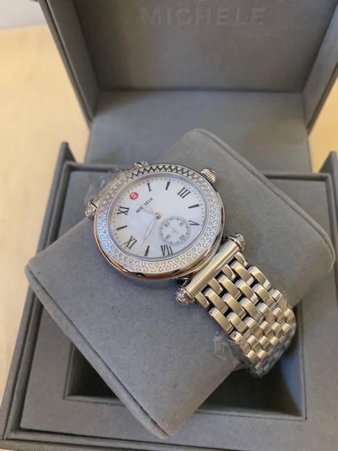 Michele Silver Caber Mother Of Pearl & Diamond Mw16a000001 Watch