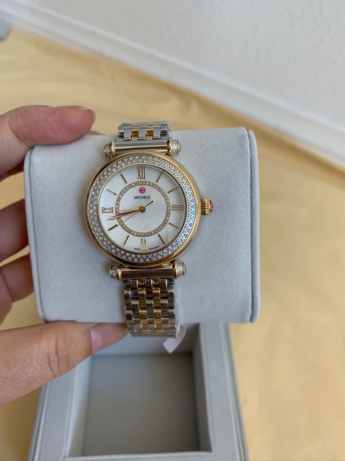 Michele Gold and Silver Caber Diamond Bracelet 35mm Mww16e000001 Watch