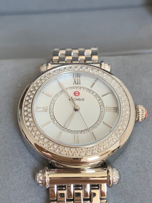 Michele Silver Caber Diamond Bracelet 35mm Mww16e000008 Watch
