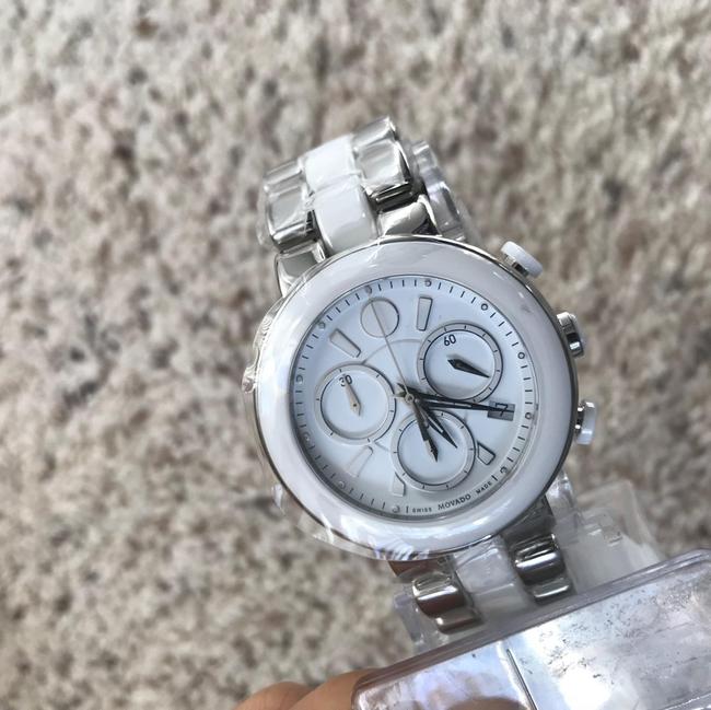 Movado White/ Silver Womens Chronograph Dial Ceramic 0606758 Watch