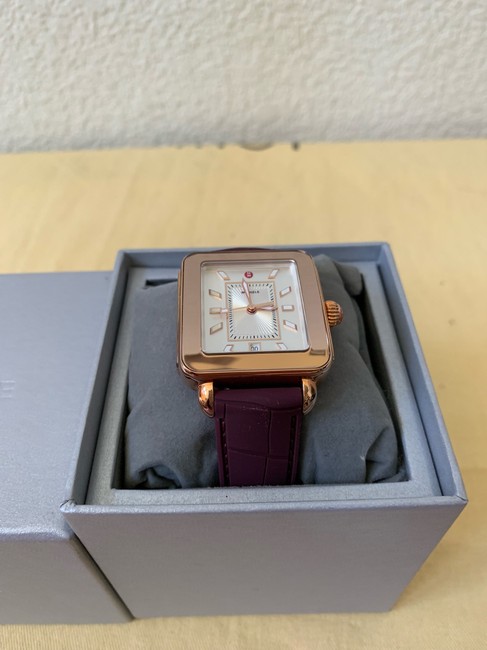 Michele Multicolor New Deco Sport Pink Gold Plum Embossed Silicone Mww06k000013 Watch