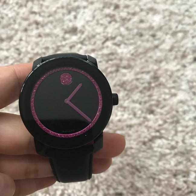 Movado Green Watercolor Bold 42 Special Edition Bcrf Pink and Black Leather 3600184 Watch