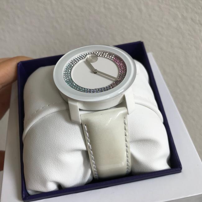 Movado White Bold 42mm with Rainbow Pave Swarovski Crystals Dial 3600295 Watch