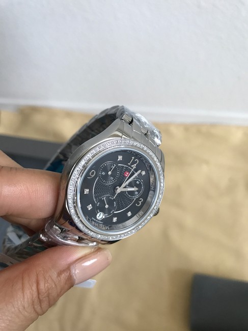 Michele Black/ Silver Belmore Chrono Diamond Diamond Dial Mww29b000004 Watch