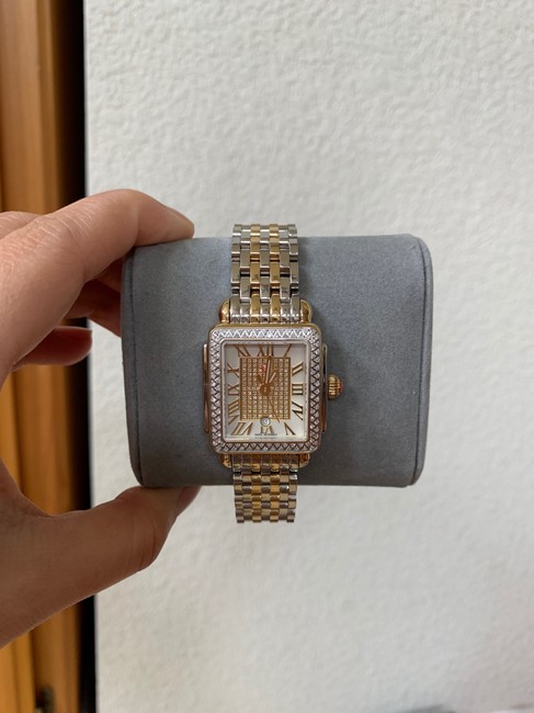 Michele Gold/Silver Like New Deco Madison Mid Two-tone Diamond Mww06g000007 Watch