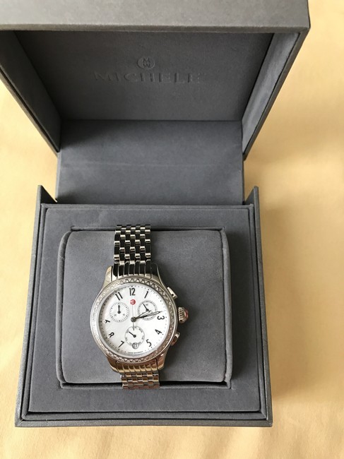 Michele Silver jetway Chronograph Diamond Date Mop Mww23a000001 Watch