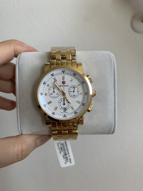 Michele Gold- White Sport Sail 18k Plated Diamond Dial Mww01c000139 Watch
