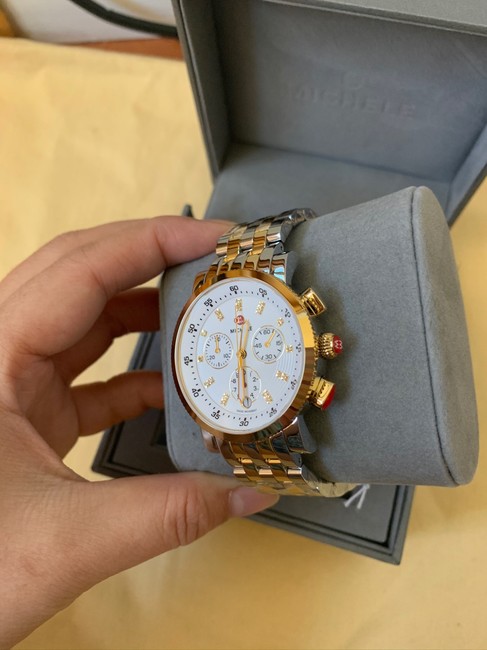 Michele Gold &silver Sport Sail 2 Tone 18k Diamond Dial Mww01c000140 Watch