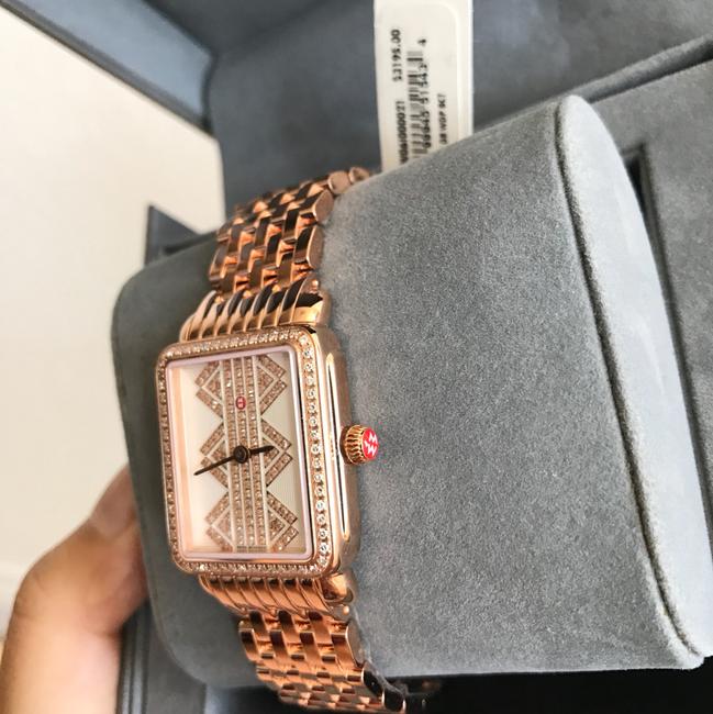 Michele Rose Gold deco Ll Mid Pattern Diamond Dial Mww06i000021 Watch