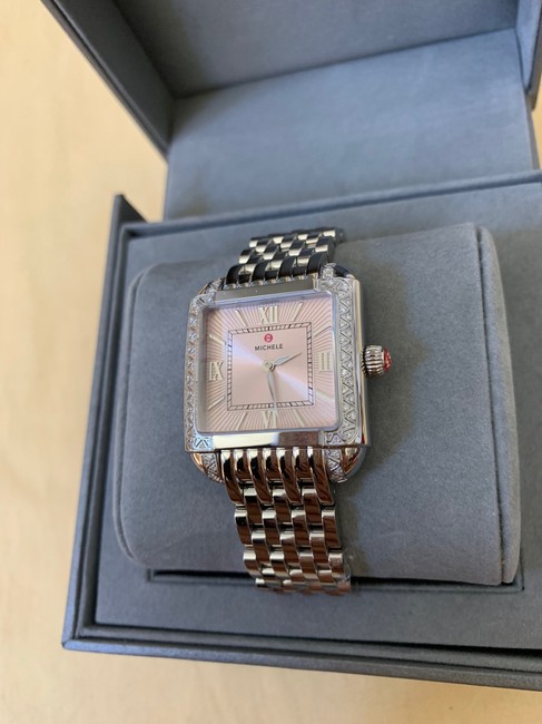 Michele Silver/ Pink Milou Diamond Blush Dial Bracelet Mww15a000095 Watch