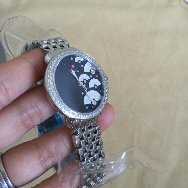 Michele Silver/ Black/ White Serein 0.55ct Diamond Fan Mw21b01a1089 Watch