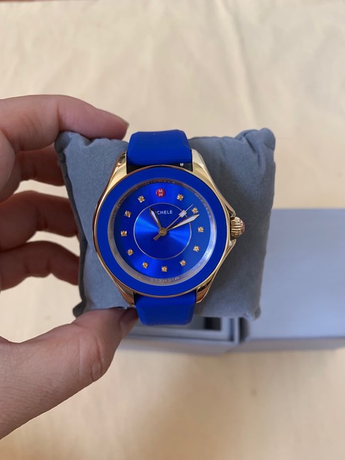 Michele Blue Gold Cape Cobalt Topaz Silicone Mww27a000026 Watch