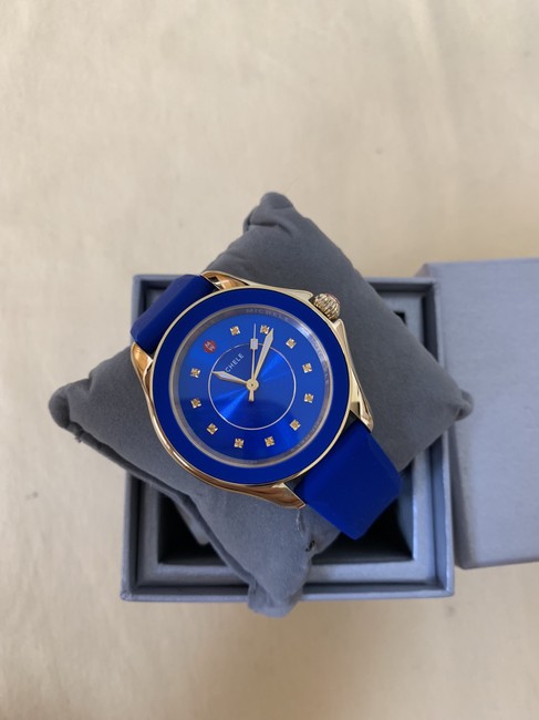 Michele Blue Gold Cape Cobalt Topaz Silicone Mww27a000026 Watch