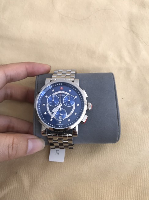 Michele Silver/ Blue Large Sport Sail Diamond Dial Mw01k000118 Watch